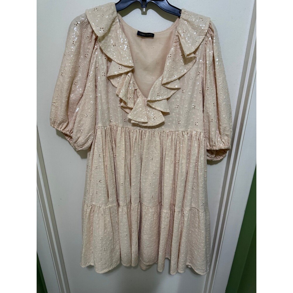 STINE GOYA IMPERIO PEACH SEQUENCE MINI DRESS medium nwot